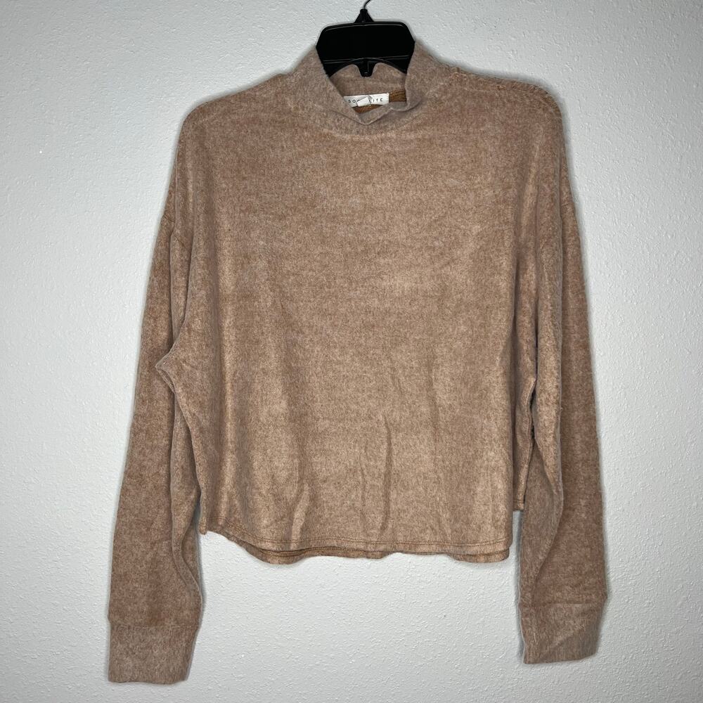 New Socialite Tan Mock Neck Pullover Sweater Long Sleeve Sweater Women's Size L